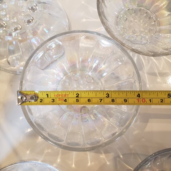 Vintage Iridescent Bubble-Foot Glass Bowls Set of 5 (4.25”) Clear Rainbow Finish - Picture 15 of 16